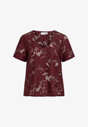 VILA, SHORT SLEEVED TOP VILOPIA LACE - Blouse - port royale