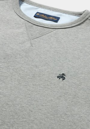 Grijze katoenen sweatshirt met een ronde halslijn, voorzien van een klein geborduurd logo op de borst en subtiele stikdetails.