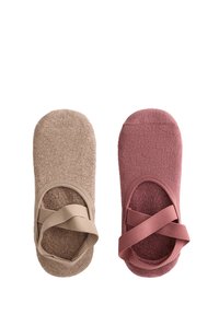 2 PAIRS OF YOGA AND PILATES WITH CROSSOVER STRAPS - Zoknik - light brown