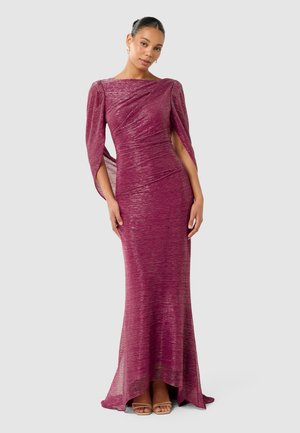 REA PLISSE DRAPE BACK GOWN - Ballkjole - berry