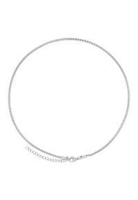 Collana in argento con un motivo testurizzato, dotata di un moschettone e di una catena di estensione per una lunghezza regolabile.