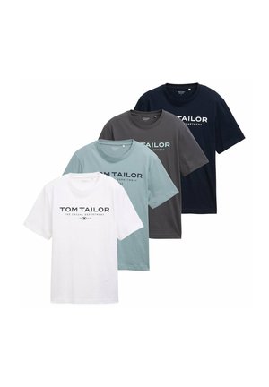 TOM TAILOR, 4 PACK - Camiseta estampada - blau grau mintgrün weiß