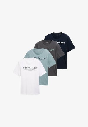 TOM TAILOR, 4 PACK - Camiseta estampada - blau grau mintgrün weiß