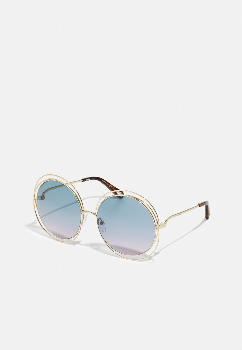 CHLOÉ CARLINA OVERSIZED ROUND METAL SUNGLASSES - Ochelari de soare - gold-colouredblue