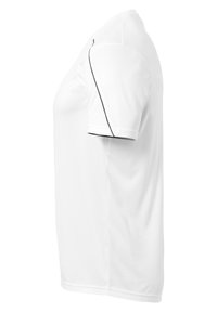 Witte sportshirt met korte mouwen, gemaakt van gladde, lichte stof, met een ronde hals en een zwarte accente langs de schoudernaad.