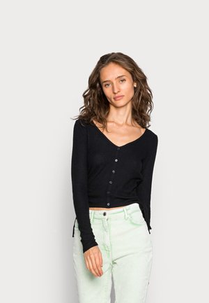DOUBLE SIDE CINCH BUTTON THROUGH - Maglietta a manica lunga - black