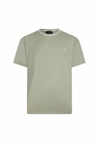 T-shirt verde chiaro a maniche corte, realizzato in tessuto morbido, con scollatura rotonda e discrete rifiniture con logo sul davanti.