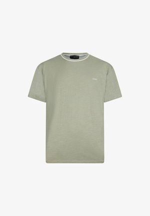 T-shirt verde chiaro a maniche corte, realizzato in tessuto morbido, con scollatura rotonda e discrete rifiniture con logo sul davanti.