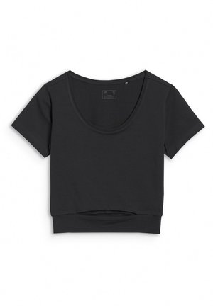 4F, 4F T-SHIRT CROP TOP GŁADKI DAMSKI - BIAŁY L - T-Shirt basic - deep black