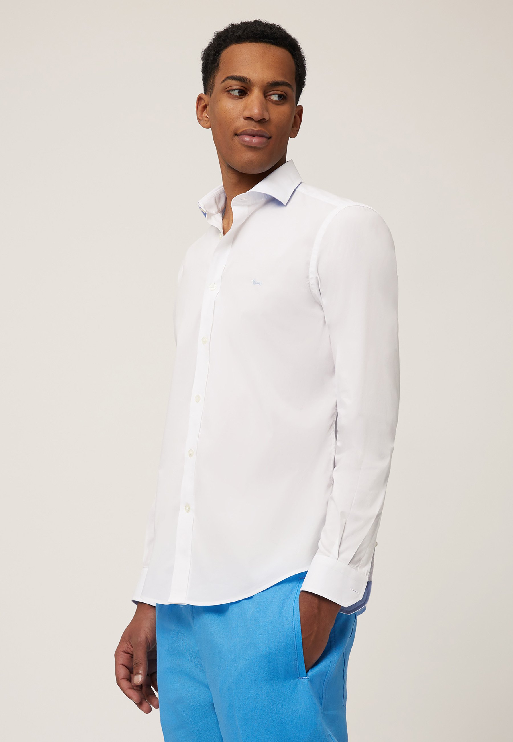 Harmont & Blaine - Uomo Camicia Lino Bianco Regular CRJ014 B 010883 100 - Taglia 2XL