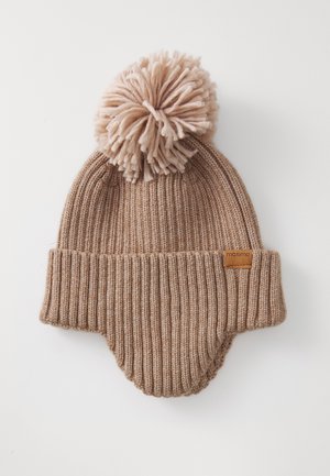 MINI HAT, TURN UP EAR FLAP, POMPON UNISEX - Bonnet - light brown melange