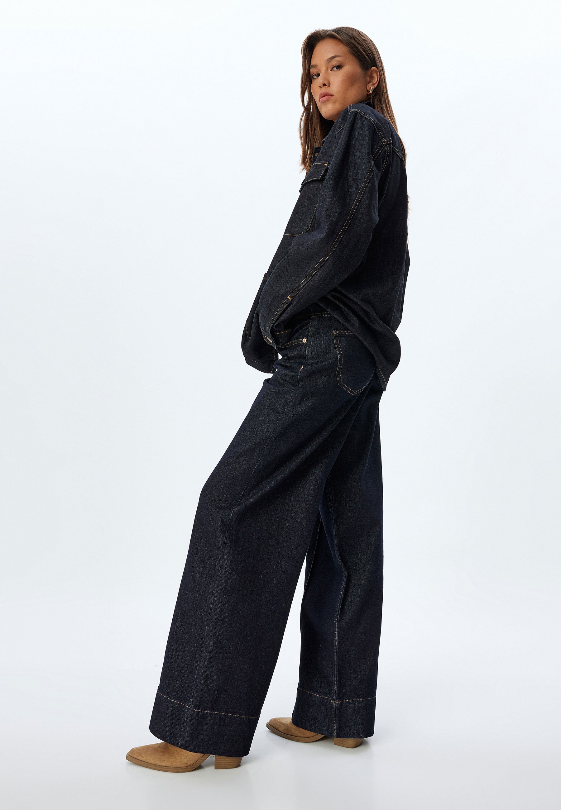 Koton WIDE - Wide leg/niebieski - Zalando.pl