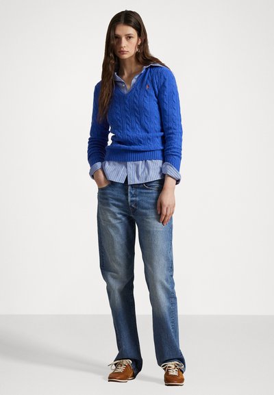 Polo Ralph Lauren CABLE-KNIT WOOL-CASHMERE V-NECK JUMPER  - Pullover - lapis blue