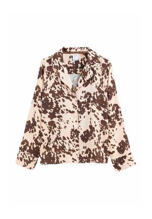 TALL FIT -BUTTON THROUGH LONG SLEEVE - Pizsama felső - cream cow print