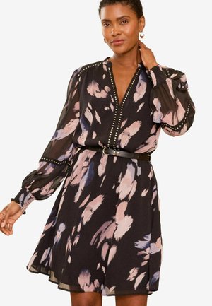 REGULAR FIT-STUD TRIM PRINTED - Freizeitkleid - black feather