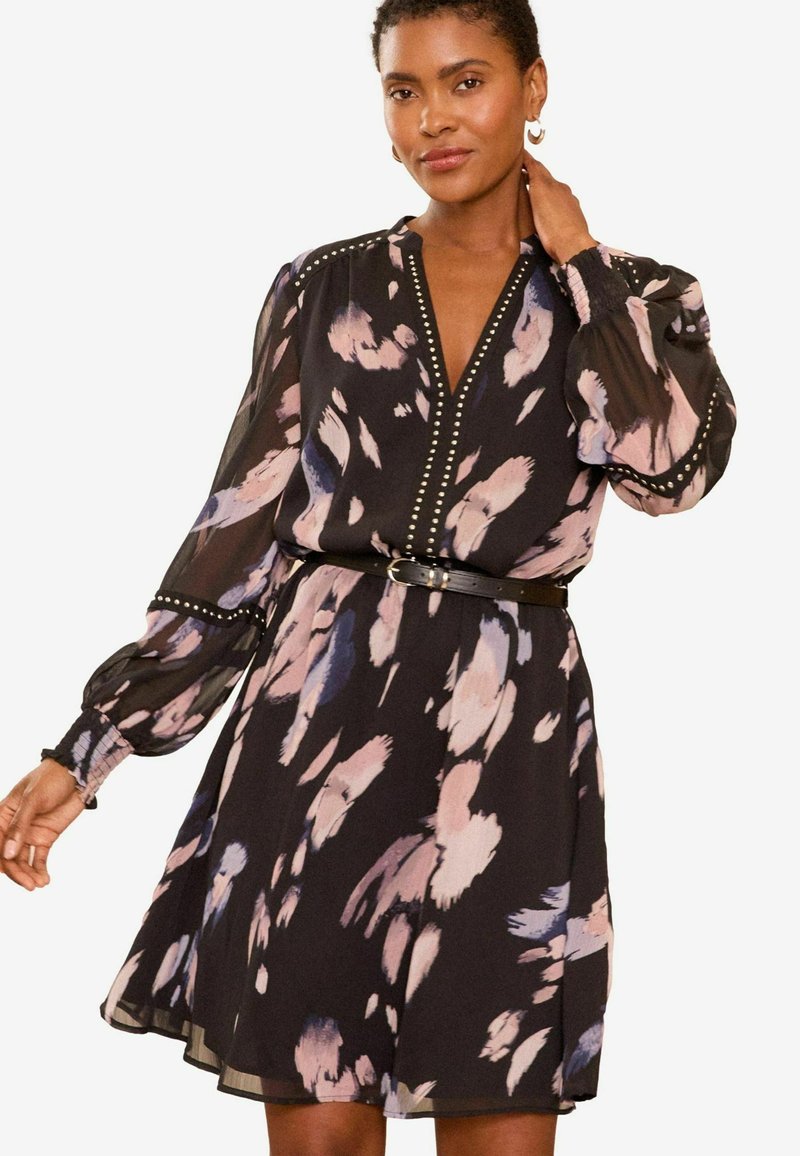 Love & Roses REGULAR FIT-STUD TRIM PRINTED - Freizeitkleid - black feather
