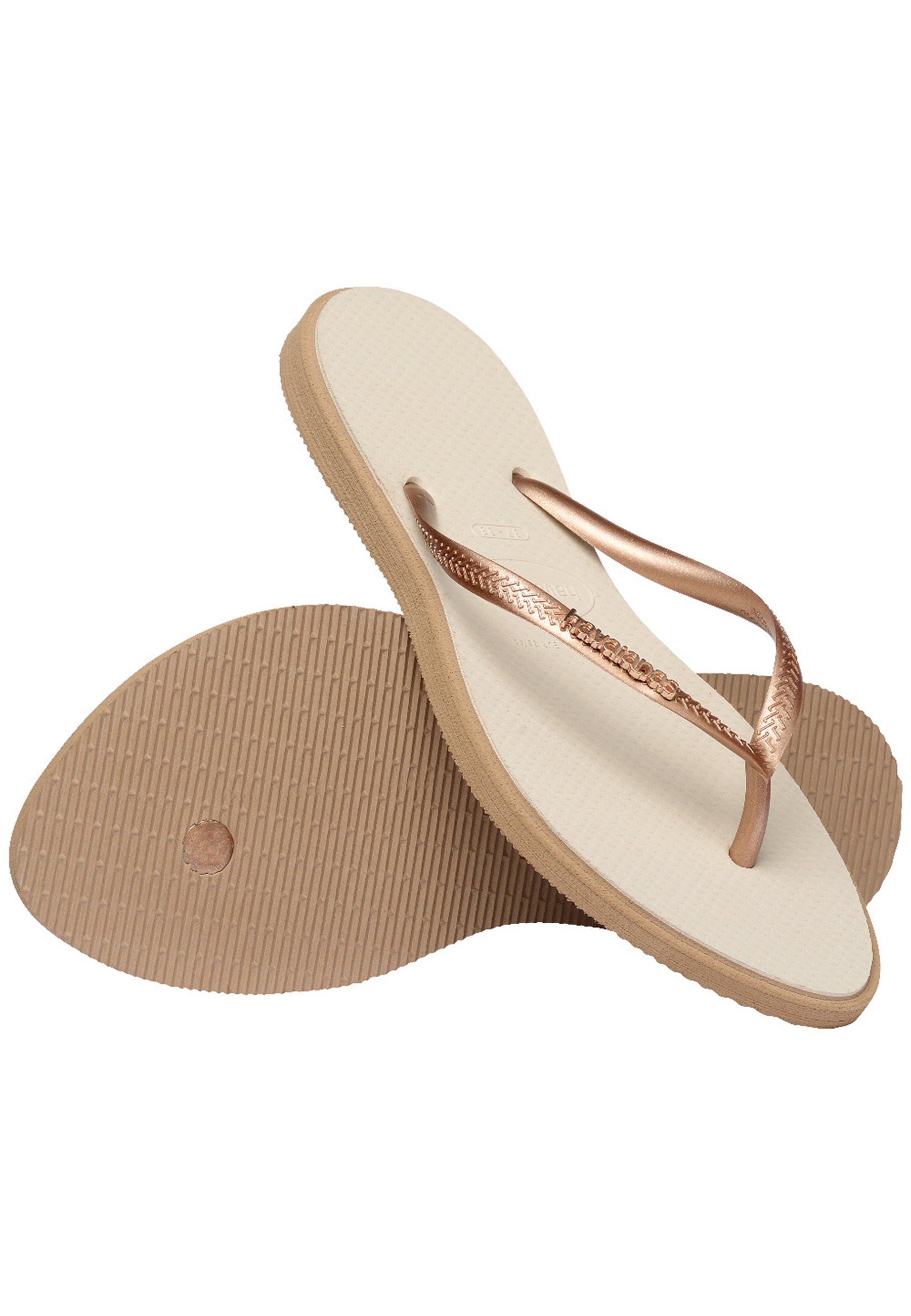 havaianas rose gold flip flops