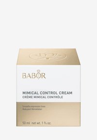 White box with gold accents and raised floral design. Text reads "BABOR MIMICAL CONTROL CREAM," with product volume, 50 ml, displayed.