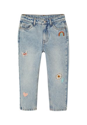Vertbaudet, VERTBAUDET GIRLS' EMBROIDERED FLORAL MOM JEANS - Straight leg jeans - blue