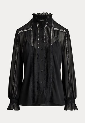 Lauren Ralph Lauren, LACE TRIM CRINKLE GEORGETTE BLOUSE - Košilová halenka - black