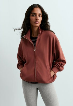 OYSHO, HIGH-NECK ZIP-UP JACKET - Veste légère - dark brick