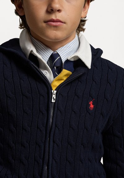 Polo Ralph Lauren CABLE COTTON HOODED FULL ZIP JUMPER - Jersey con capucha - navy