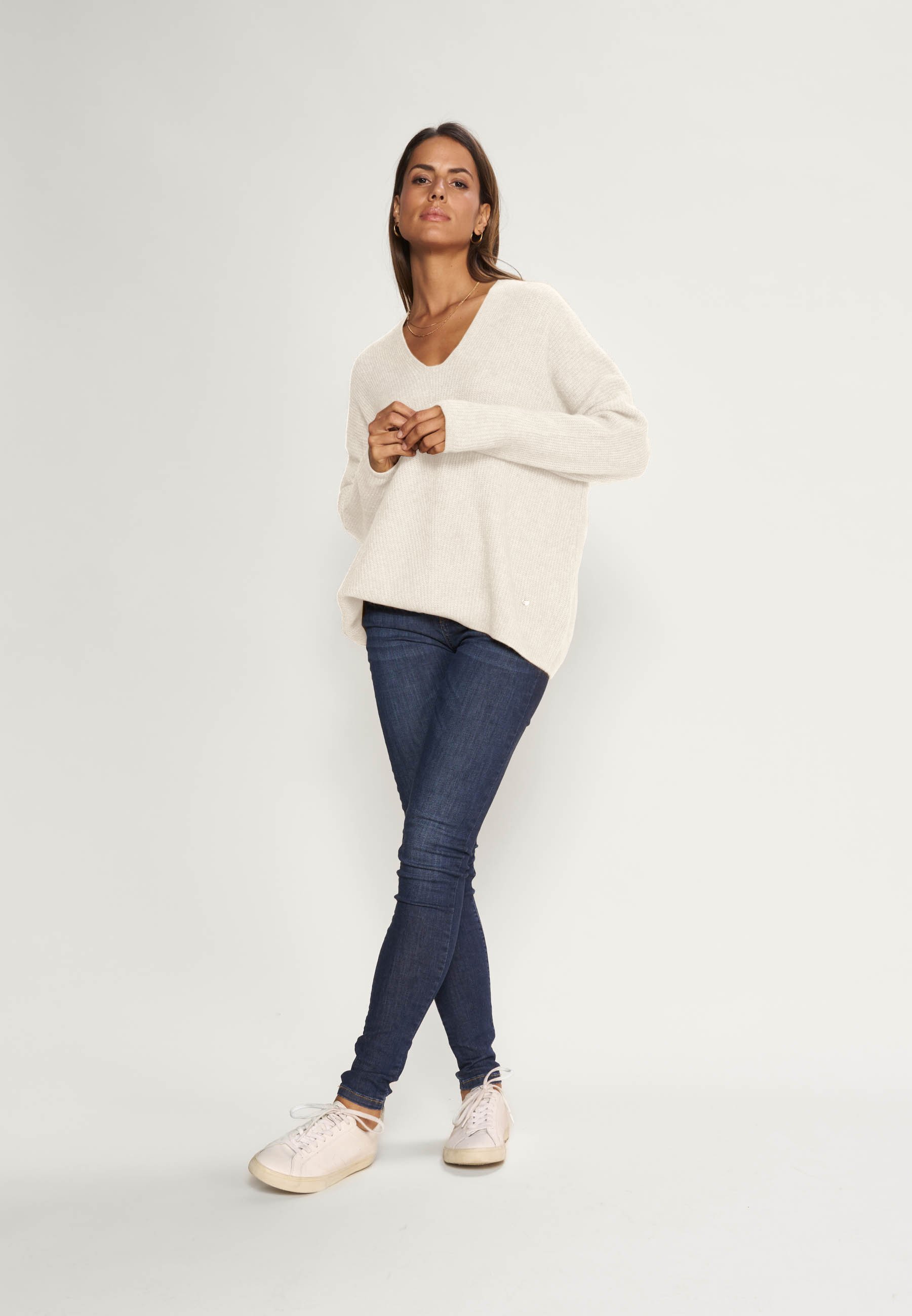 Mos Mosh THORA V-NECK - Strickpullover - ecru/offwhite - Zalando