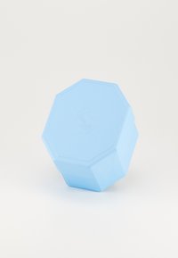 Light blue octagonal container with a textured surface and embossed logo. Material appears sturdy with clean lines and a smooth finish.
