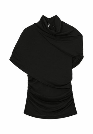 Reiss REGULAR FIT - ZURI STRETCH DRAPED - Printtipaita - black