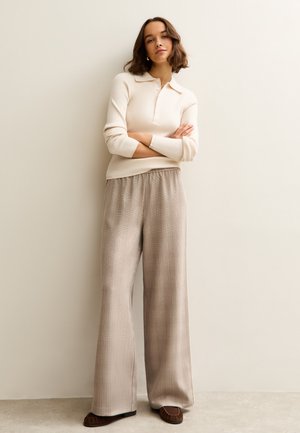 LIGHT SIDE STRIPE WIDE LEG - Broek - brown pattern