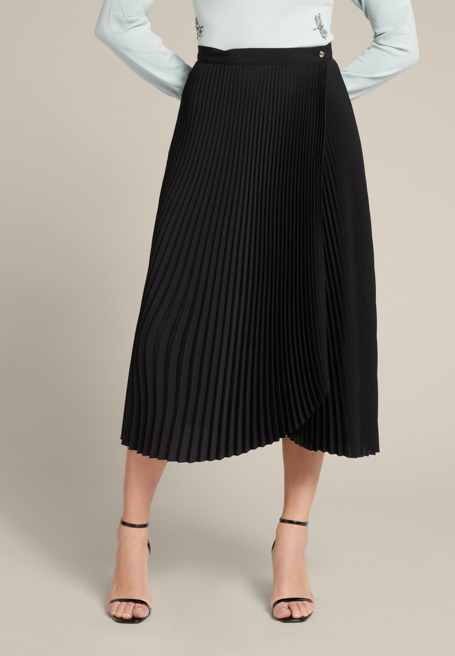 Falda Plisada Falda Cruzada Midi Elena Mirò Falda Cruzada Nero/negro