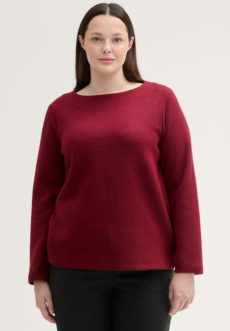 TOM TAILOR MIT KNOPFDETAILS - Maglione - deep red melange