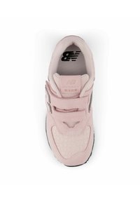 Light pink sneaker with a textured crocodile pattern on the toe. Features velcro straps, mesh accents, and a black logo on the tongue.