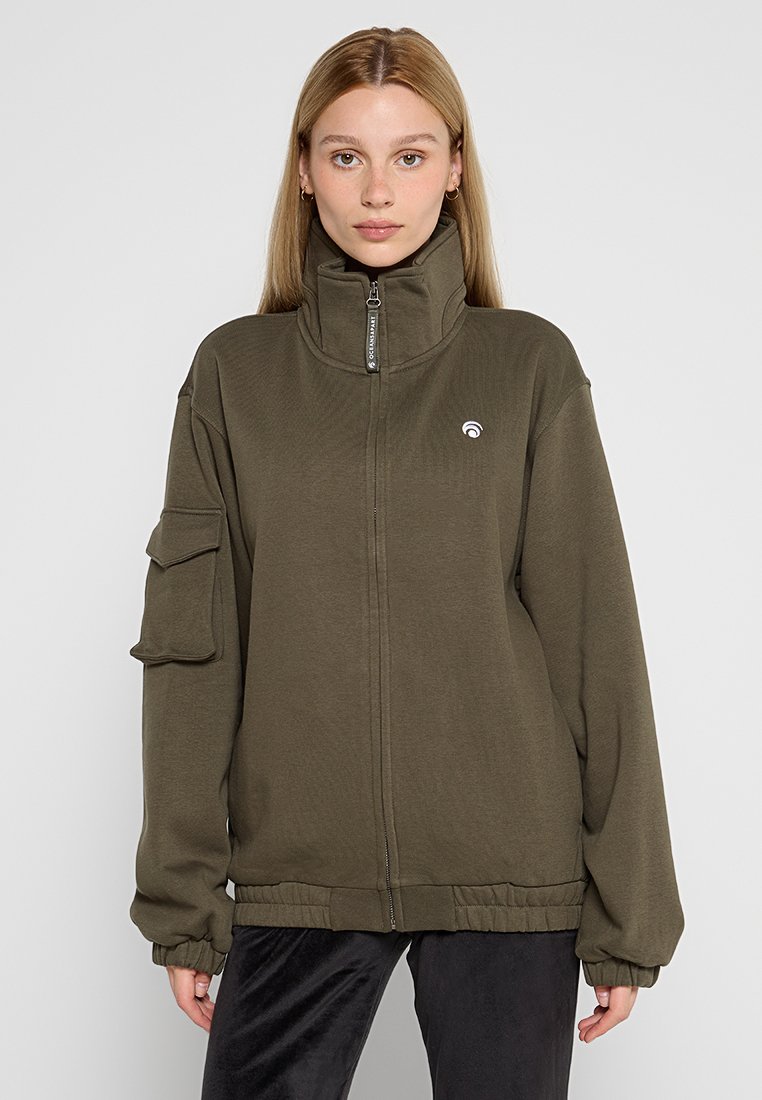 OCEANSAPART Sweater met rits olijfgroen