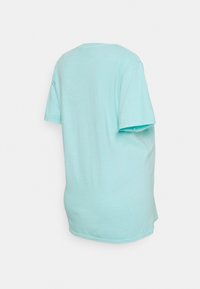 T-shirt de manga curta, azul claro, feito de um tecido macio, com um corte solto e descontraído e um decote redondo. Vista traseira exibida.