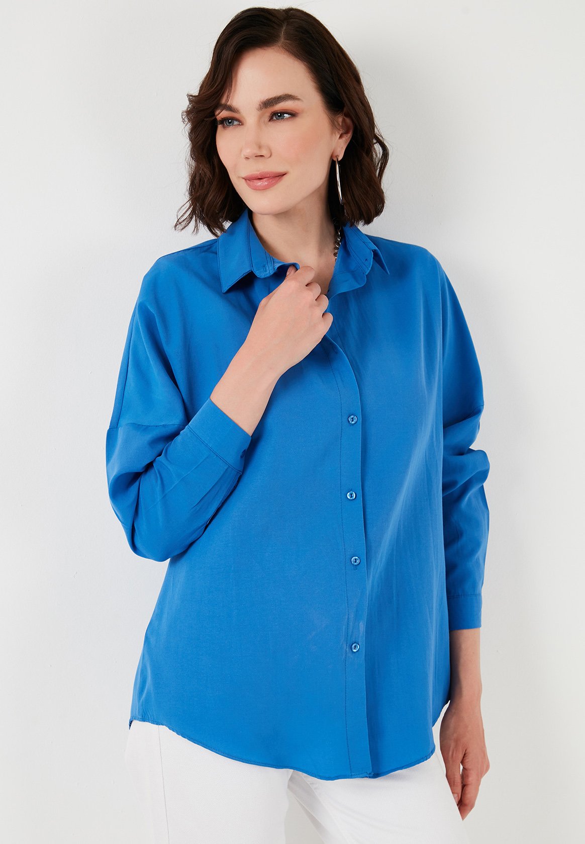LELA Button-down blouse - royal blue/blue - Zalando