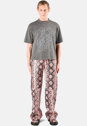 Leather trousers - rosa schwarz