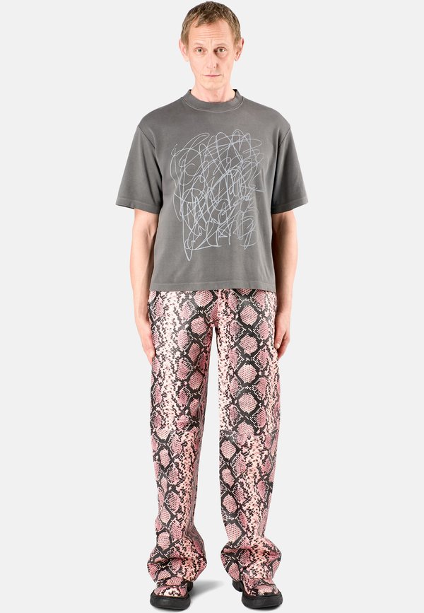 Leather trousers - rosa schwarz