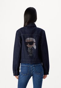 KARL LAGERFELD IKON RHINESTONE DENIM - Džínová bunda - blue denim