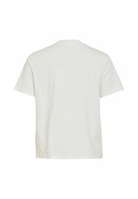 T-shirt blanc uni à manches courtes, vu de dos, avec un col rond et un ourlet droit.