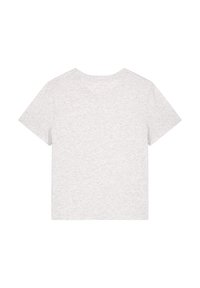 Graues Kurzarm-T-Shirt mit Rundhalsausschnitt, aus einem weichen, leichten Stoff gefertigt. Verfügt über ein schlichtes Design und eine lockere Silhouette.