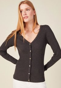 BONOBO Jeans ÖKOFREUNDLICHE MIT V-AUSSCHNITT - Strickjacke - gris foncé
