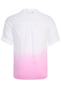 Kurzärmeliges Hemd aus leichtem Stoff, mit einem weißen bis rosa Ombre-Gradienten, rückseitigen Falten und hochgekrempelten Ärmeln.