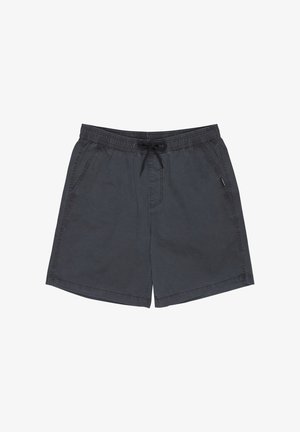 Mørkegrå herreshorts i afslappet stil med elastik i taljen og sort snøre, sidelommer og syning detaljer.