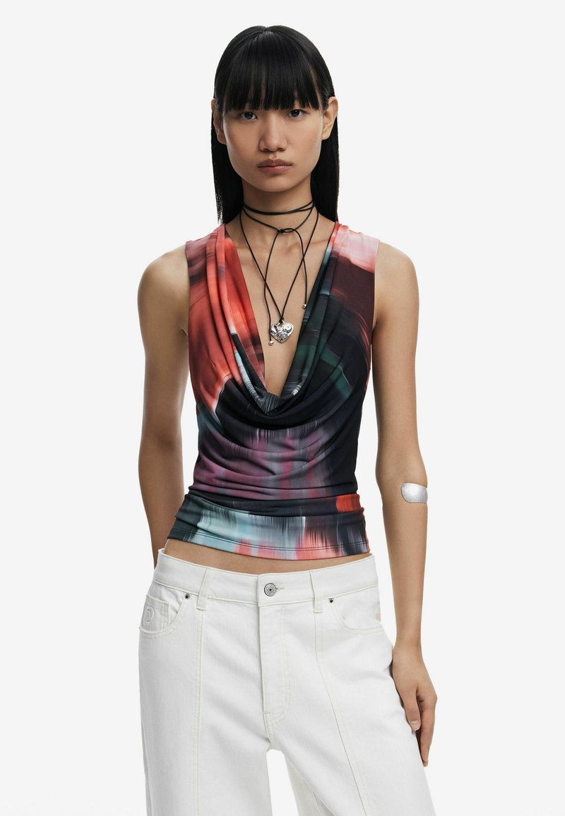 Desigual - DRAPED NECKLINE - Top - red, Enlarge