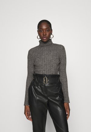 Wool blend- fitted roll neck - Maglione - mottled dark grey