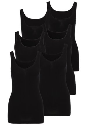 Zwarte tanktops met een zespack, voorzien van een ronde halslijn, zachte stof en een fitted design zonder versieringen.