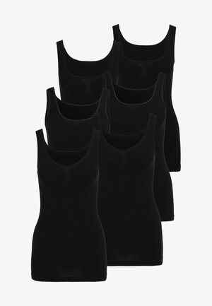 Zwarte tanktops met een zespack, voorzien van een ronde halslijn, zachte stof en een fitted design zonder versieringen.
