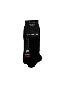Zwarte katoenen sokken in een pakket van drie, met Lotto branding en maatdetails op het label, met een gladde textuur en standaard enkellengte.