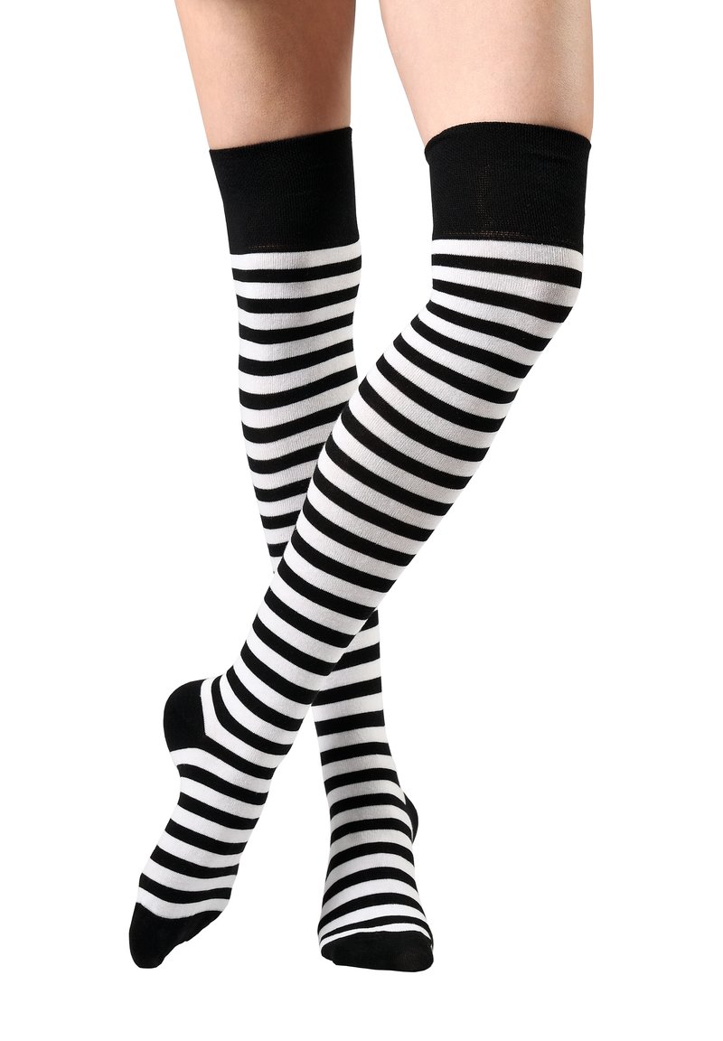 Calze Parigine A Pois Guirca - Nero/Bianco Per Carnevale E Halloween